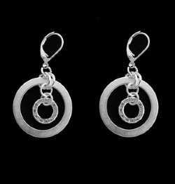 HoopLite™ Rhinestone earrings with 99.9% pure silver DuroPlate™ measuring 36mm with 12mm and 25mm rings
