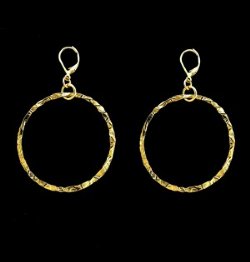 HoopLite™ textured earrings with 24 kt. pure gold  DuroPlate™ measuring 44mm. 